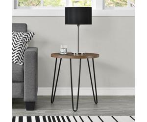 Dorel Home Dhp Owen Small Round End Table In Walnut Look With Metal Legs