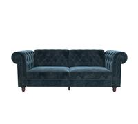 Dorel Felix Chesterfield Sofa Bed Velvet Blue, Blue