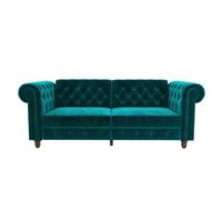 Dorel Felix Chesterfield Sofa Bed Velvet Teal, Green