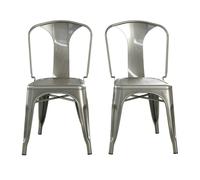 Dorel Home Finn metal dining chair in gun metal grey - 2 pieces