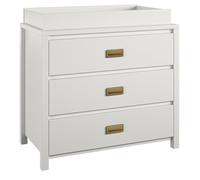 Dorel Home Furnishings Haven 3 DRW Dresser with Changing Topper White