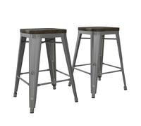 Dorel Home Fusion Counter Stool in Metal Silver - 2 Pieces - Silver