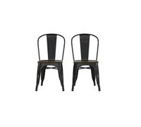 Dorel Fusion Metal Dining Chair - Wood Seat (2Pk) Black, Black