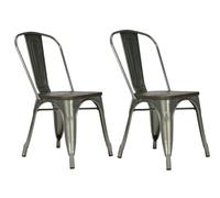 Dorel Fusion Metal Dining Chair - Wood Seat Set of 2 Antique Gun Metal, none