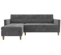Dorel Home Hartford Sectional Sofa Bed With Storage In Grey Fabric
