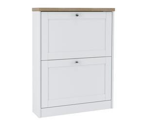 Dorel Home HEIDE Shoe Chest 2 flap White Sonamic Oak - White