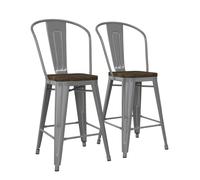 Dorel Home Luxor Counter Stool in Metal Silver - 2 pieces - Silver