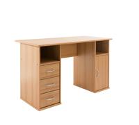 Dorel Home Maryland Desk with 3 Drawers and 1 Door Beech