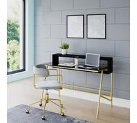 Alphason Morgan Office Desk With Smoked Glass Top, Multi