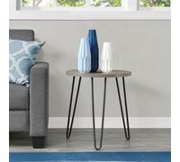 Dorel Home Owen Retro Round End Table In Distressed Grey Oak