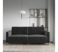 Dorel Home Pin Tufted Transitional Sofa Bed In Velvet Grey