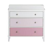 Dorel Home Poppy 3 DRW Dresser with Changer White/Pink - White