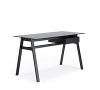 Alphason Richmond Desk With Glass Top & Single Drawer Black, Black