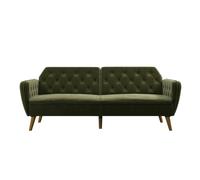 Dorel Novogratz Tallulah Memory Foam Futon Sofa Bed - Dark Green Velvet, Green