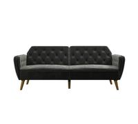 Dorel Novogratz Tallulah Memory Foam Futon Sofa Bed - Dark Grey Velvet, Grey