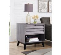 Dorel Home Vaughn Accent Side Table With Flip Down Door In Grey Oak