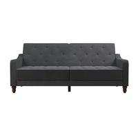 Dorel Novogratz Vintage Tufted Futon Sofa Bed - Dark Grey Velvet, Grey