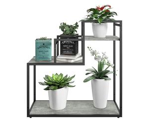 Dorel Home Weston Plant Stand with 3 Shelves Black/Light Concrete - Grey