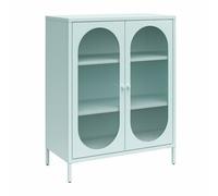 Dorel Luna Metal Cabinet With 2 Fluted Glass Doors Blue