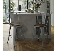Dorel Luxor Pair of Metal Bar Stool - Silver