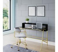 Alphason Morgan Office Desk With Smoked Glass Top, Multi