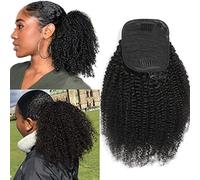 Doren Afro Kinky Curly Ponytail Human Hair 4B 4C Drawsting Wrap Around Ponytail Extensions For Women Clip In Brailian Hair 20inch