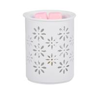 Dorephine Electric Wax Burners,Rustic Metal Oil Burner,Wax Melt Burner with 40W Edison Bulb for Home Décor (Ceramic Flower)