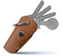 DORERO® Key Organiser with Shopping Trolley Releaser, Premium Leather Key Case, Holds Up to 5 Keys, Bottle Opener, Brown