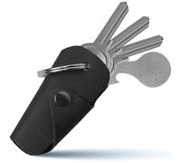 DORERO® Premium key organiser made of genuine leather with shopping trolley remover, leather case for 1-6 keys, black, 7.3 x 3.7 x 1.7 cm