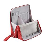 Doresty Makeup Bag | 23 x 22 cm Stand Up Caste CosmAtic | Portable Canvas Organizer with Multiple Compartments for Makeup for Vertical Travel for Cosmetics and Stationery for Women, Girls, Wine Red