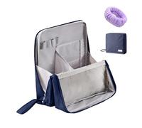 Doresty Makeup Bag, Multi-Purpose Large Capacity Oxford Cloth Standing Makeup Bag - Portable,Waterproof Multifunctional Vertical Office Desktop Organizer (Dark Blue)