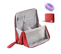 Doresty Makeup Bag, Multi-Purpose Large Capacity Oxford Cloth Standing Makeup Bag - Portable,Waterproof Multifunctional Vertical Office Desktop Organizer (Red)