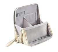 Doresty Makeup Bag, Multi-Purpose Large Capacity Oxford Standing Cloth Cosmetic Organizer with Multiple Compartments, Portable Travel Toiletry Bag for Women (Beige)