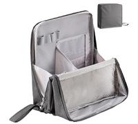 Doresty Makeup Bag, Relevanton Standing Makeup Bag, Oxford Fabric Standing Makeups Bags, Portable, Large Capacity, Waterproof with Compartments, New for Women & Girls (Gray)