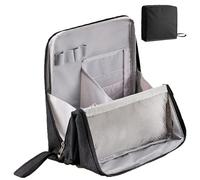 Doresty Makeup Bag, Relevanton Standing Makeup Bag, Oxford Fabric Standing Makeups Bags, Portable, Large Capacity, Waterproof with Compartments, New for Women & Girls (Black)