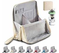 Doresty Makeup Bag stand up makeup bag Portable Large Capacity with Mirror Waterproof Oxford Cloth Cosmetic Organizer with Compartments for Women & Girls With makeup brush cleaner, beige, T6uys56er4