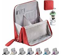 Doresty Makeup Bag stand up makeup bag Portable Large Capacity with Mirror Waterproof Oxford Cloth Cosmetic Organizer with Compartments for Women & Girls With makeup brush cleaner, red, T6uys56er4