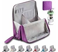 Doresty Makeup Bag stand up makeup bag Portable Large Capacity with Mirror Waterproof Oxford Cloth Cosmetic Organizer with Compartments for Women & Girls With makeup brush cleaner, purple, T6uys56er4