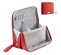 Doresty Makeup Bag, Standing Makeup Bag, Multi-Purpose Large Capacity Oxford Cloth Standing Bag with Compartments, Waterproof (Red)