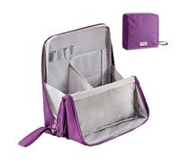 Doresty Standing Makeup Bag - Portable Multi-Purpose Large Capacity Oxford Cloth Stand Up Make up Bag for Travel,Fold Down,Waterproof with Compartments (Purple)