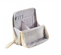 Doresty Standing Up Makeup Bag, Waterproof Vertical Office Desktop Storage Bags Multi-Purpose Large Capacity Oxford Cloth Standing Makeup Bag, Large Capacity(Beige)