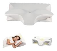 Doreve Cloudfaser Pillow, Cervical Neck Pillow, Dreamers Relief Pillow for Pain Relief & Sleeping, Ergonomic Contour for Side Sleepers, Necks and Shoulder Support