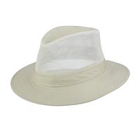Dorfman Hat Co. Men's Garment Washed Twill Safari Hat with Mesh Sides, Putty, M