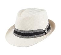 Dorfman Pacific Hats Matte Toyo Straw Trilby Hat with Striped Band - Ivory Large