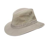 Dorfman Pacific Men's Garment Washed Twill Safari Hat with Mesh Sides, Khaki, L