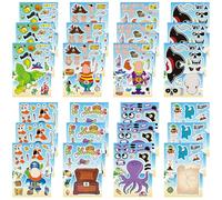 Dorgua 24 Sheets Pirate Make a Face Stickers, Boys Party Games Decal Mix and Match Sticker, Make Your Own Pirate Stickers DIY Crafts for Birthday Activities Party Supplies Classroom Rewards Gifts