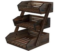 Dorhors Fruit Basket for Kitchen,Fruit Bowl,Kitchen Counter Organizer,Wooden Vegetable Holder for Countertop,Bread Storage Basket Stand(3 Tier)
