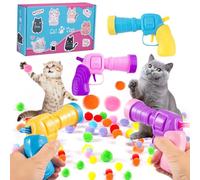 Dorhui Cat Toy Ball Launcher, 4 Pcs Cat Ball Launchers with 100 Pcs Cat Toy Balls, Cat Fetch Toy Shooter, Kitten Toys for Indoor, Plush Ball Shoot Toy for Kitty