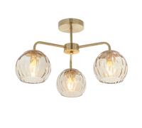 Famatina 3 Light Semi Flush Ceiling Light - Brushed Brass