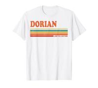 Dorian Retro Personalized First Name Vintage Stripes Value Graphic T-Shirt, Men, White, XL